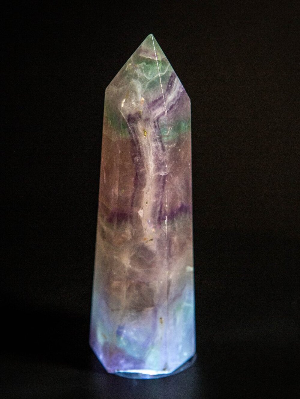 4.3" Rainbow Fluorite Tower | Natural Purple Green Crystal Point | Polished - Picture 3 of 8